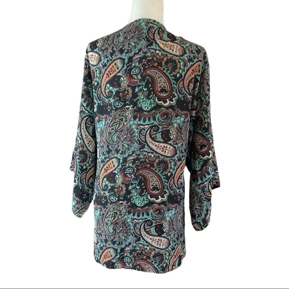 Let them Eat Cake paisley multicolor open front bohemian sheer kimono Size S - Picture 2 of 8